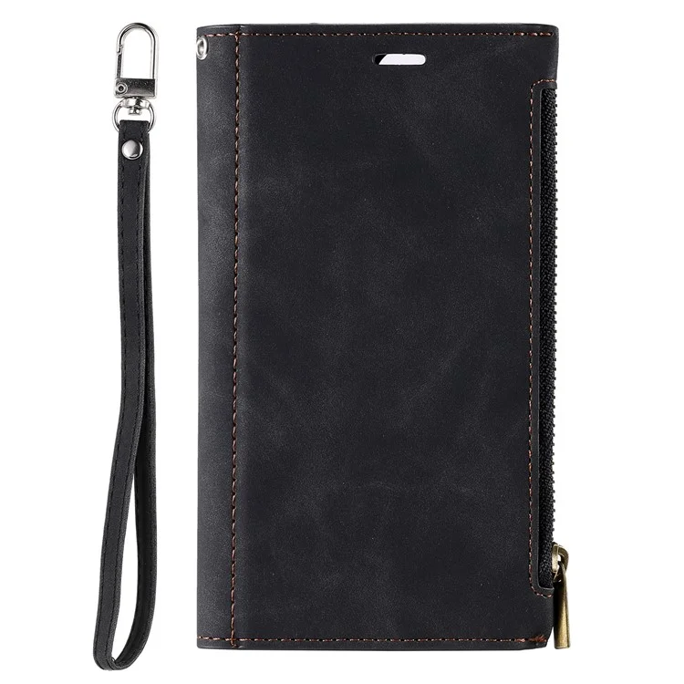 Für Samsung Galaxy S23 Ultra Reißverschluss Pocket Stand PU Leder Hülle Zurück - Schwarz