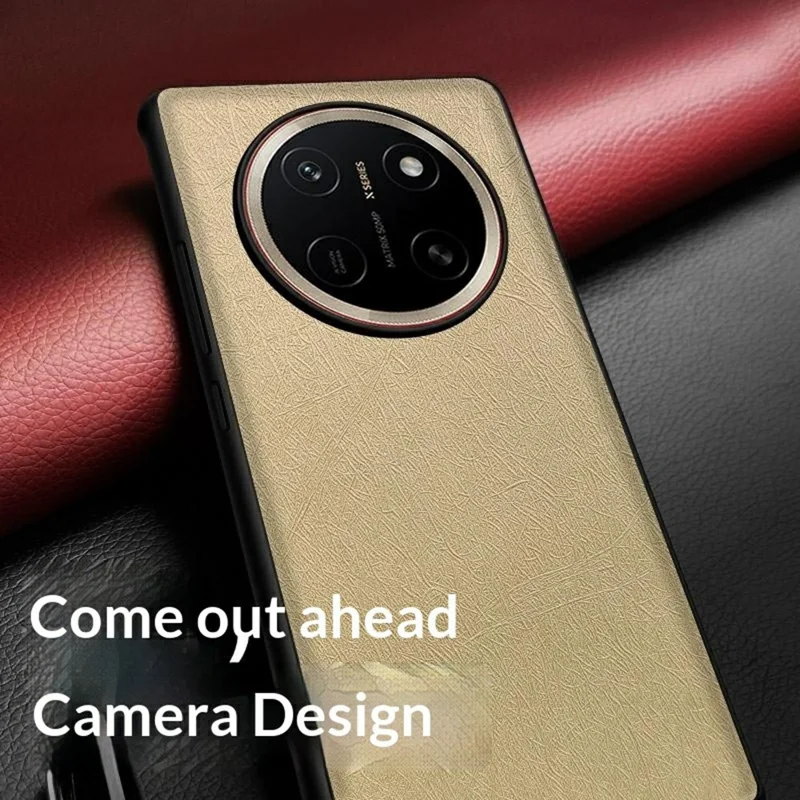 Für Honor X80 Pro Max 5G Hülle, seidenstrukturierte PU-Leder-beschichtete PC-TPU-Schutzhülle für die Rückseite - Gold