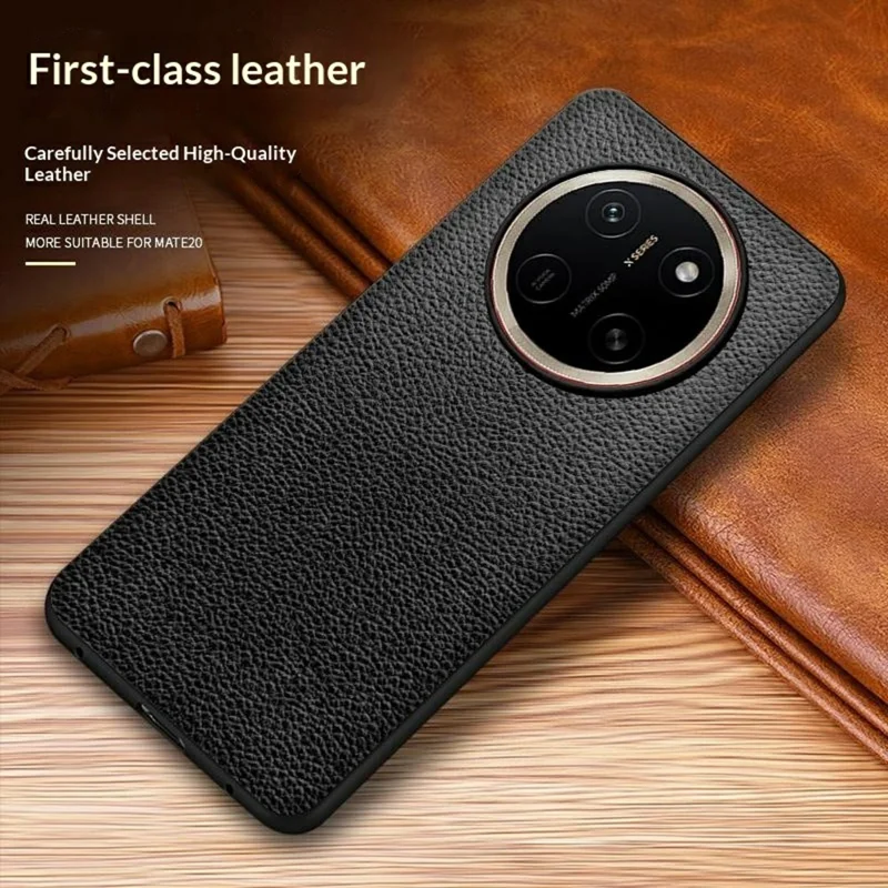 For Honor X80 Pro Max 5G Case Litchi Texture PU Leather Coated PC + TPU Protective Phone Back Cover - Black