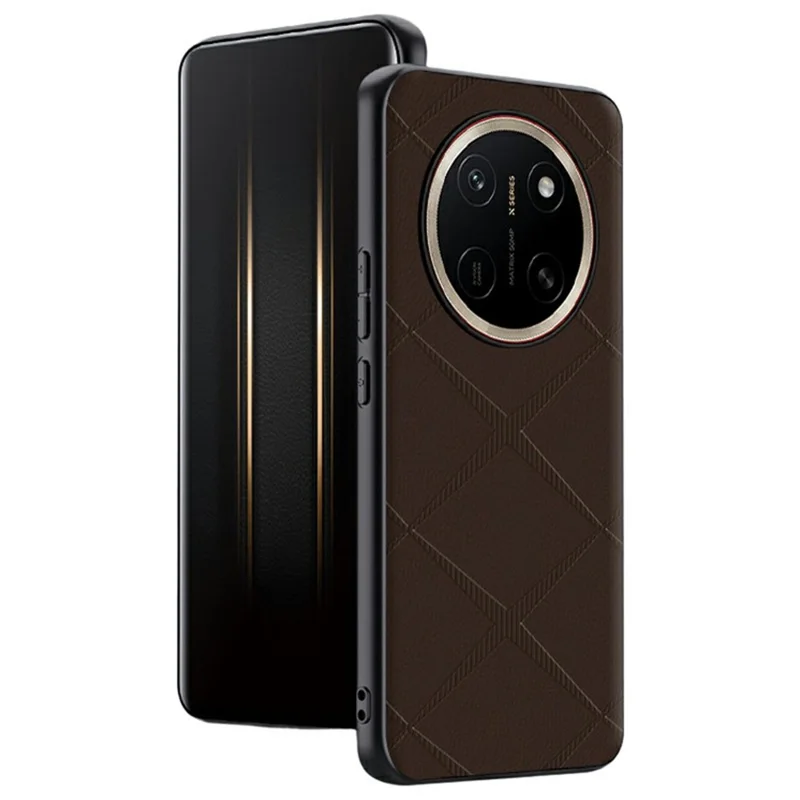 Für Honor X80 Pro Max 5G Hülle X-Muster TPU PU-Leder PC Anti-Drop-Handyhülle - Braun