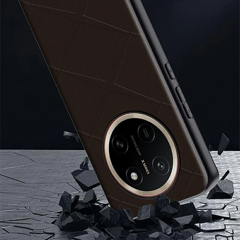 Für Honor X80 Pro Max 5G Hülle X-Muster TPU PU-Leder PC Anti-Drop-Handyhülle - Braun