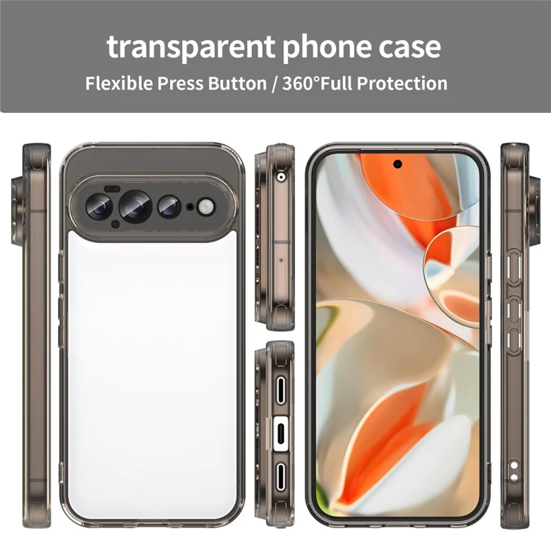 For Google Pixel 11 Pro Case TPU + Acrylic Phone Back Cover Anti Yellowing - Black