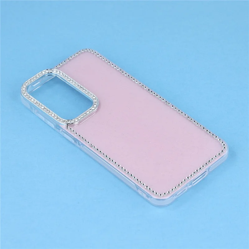 For Samsung Galaxy S26 FE Case Rhinestone Edge Glitter Back TPU + PC IMD Phone Cover - Glitter Light Pink