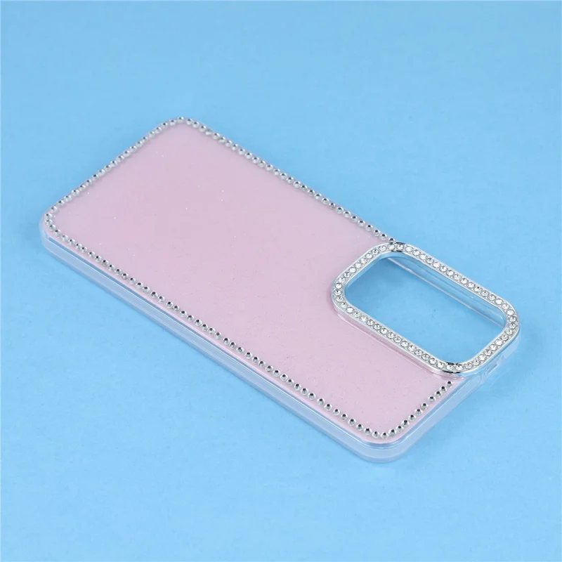 For Samsung Galaxy S26 FE Case Rhinestone Edge Glitter Back TPU + PC IMD Phone Cover - Glitter Light Pink