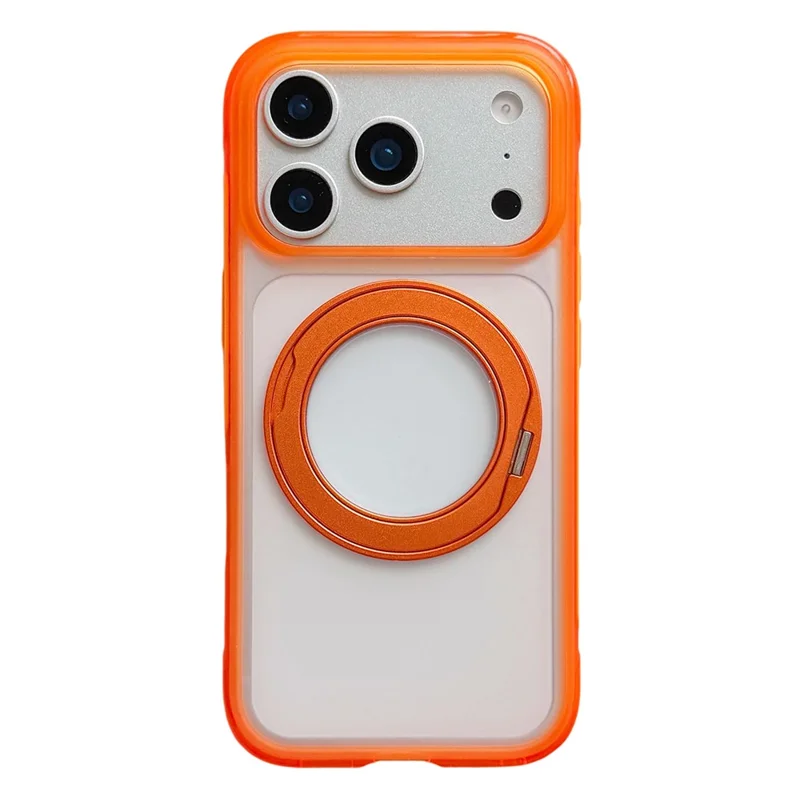 Funda para iPhone 17 Pro Max con Soporte Magnético Plegable, Carcasa Antigolpes de PC + TPU con Botón de IA - Naranja