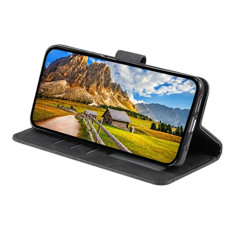 For Samsung Galaxy S23 Stand Wallet Phone Case Splicing Stitching PU Leather + TPU Cover - Black