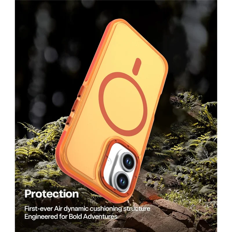 For iPhone 17 Magnetic Case Color Blocking PC + TPU Anti-Fingerprint Phone Cover - Orange