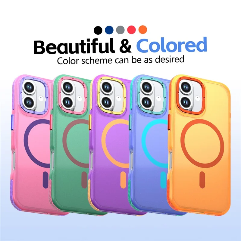 For iPhone 17 Magnetic Case Color Blocking PC + TPU Anti-Fingerprint Phone Cover - Orange