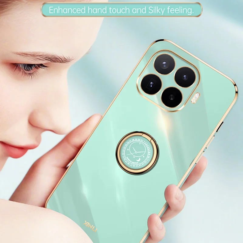 XINLI For Xiaomi 17T Pro Case Ring Kickstand Electroplating TPU Phone Cover - Cyan