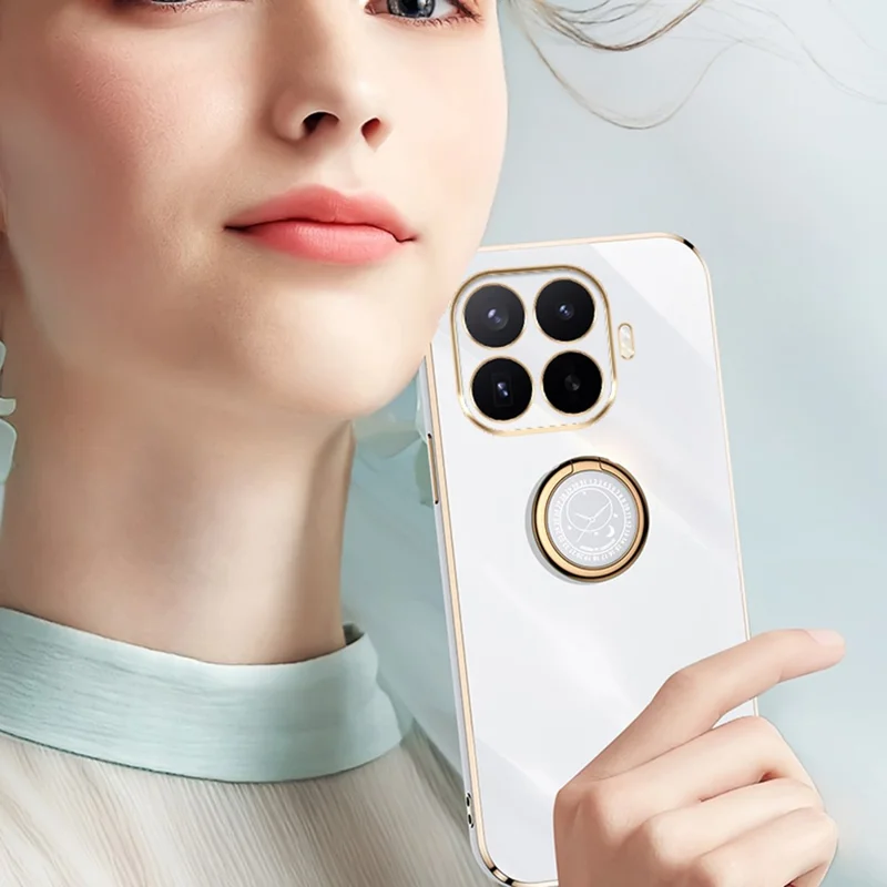 XINLI For Xiaomi 17T Pro Case Ring Kickstand Electroplating TPU Phone Cover - Cyan