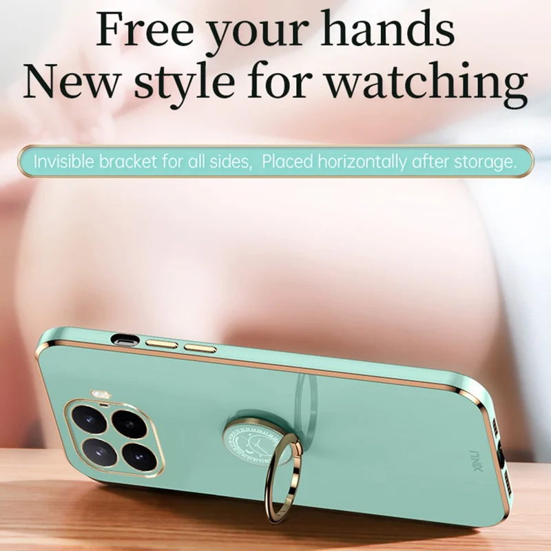 Fodral för Xiaomi 17T Ringar med kickstand Elektriskt fodrad TPU-mobilhölse - Cyan