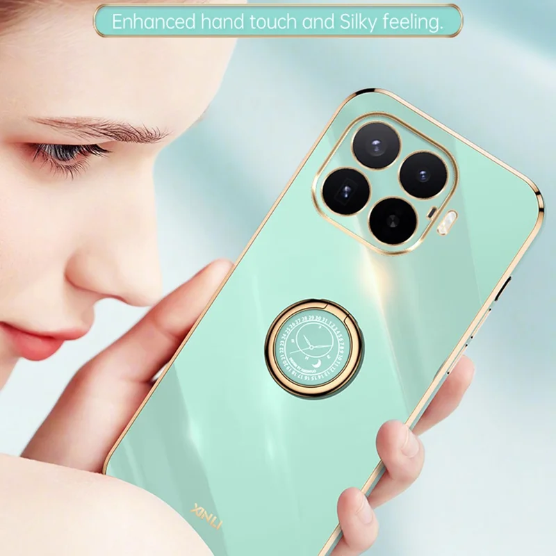 Fodral för Xiaomi 17T Ringar med kickstand Elektriskt fodrad TPU-mobilhölse - Cyan