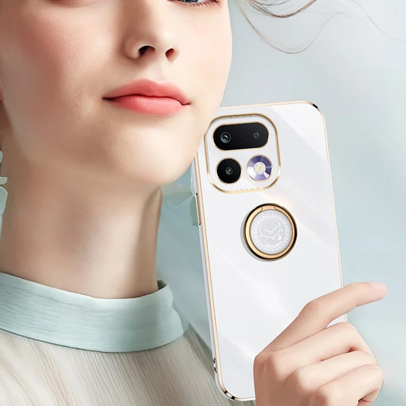 Capa para Realme 16 Pro 5G com Anel Suporte e Revestimento Eletrolítico em TPU - Ciano