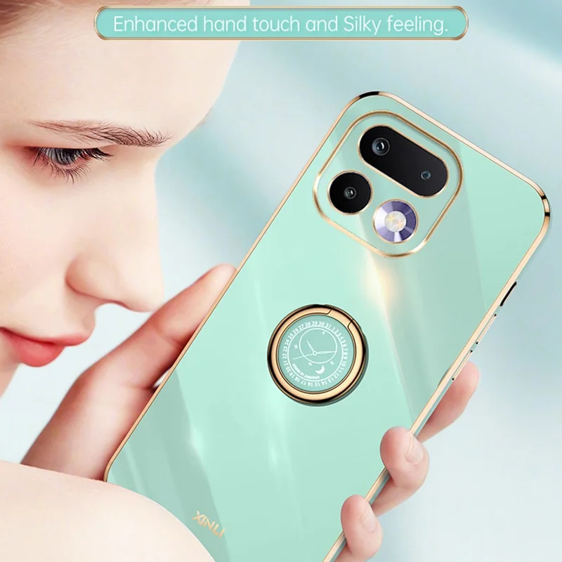 Capa para Realme 16 Pro 5G com Anel Suporte e Revestimento Eletrolítico em TPU - Ciano
