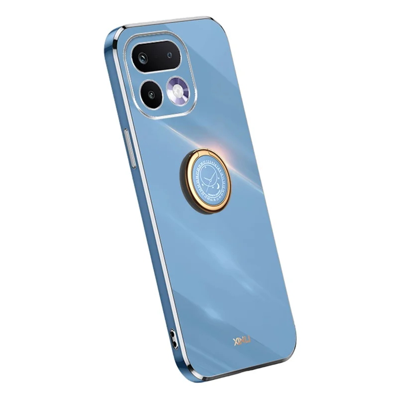 Чехол для Realme 16 Pro 5G с кольцом-держателем и подставкой, электропокрытие, ТПУ, синий
