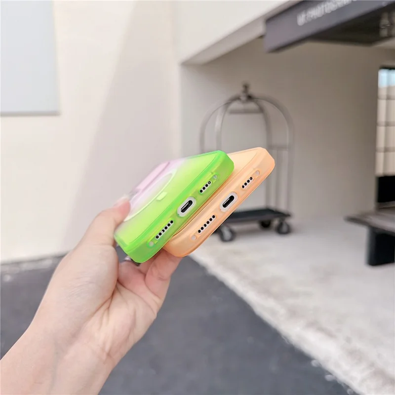 For iPhone 16 Pro Max Magnetic Case AI Touch Button Gradient Color TPU Phone Cover - Green