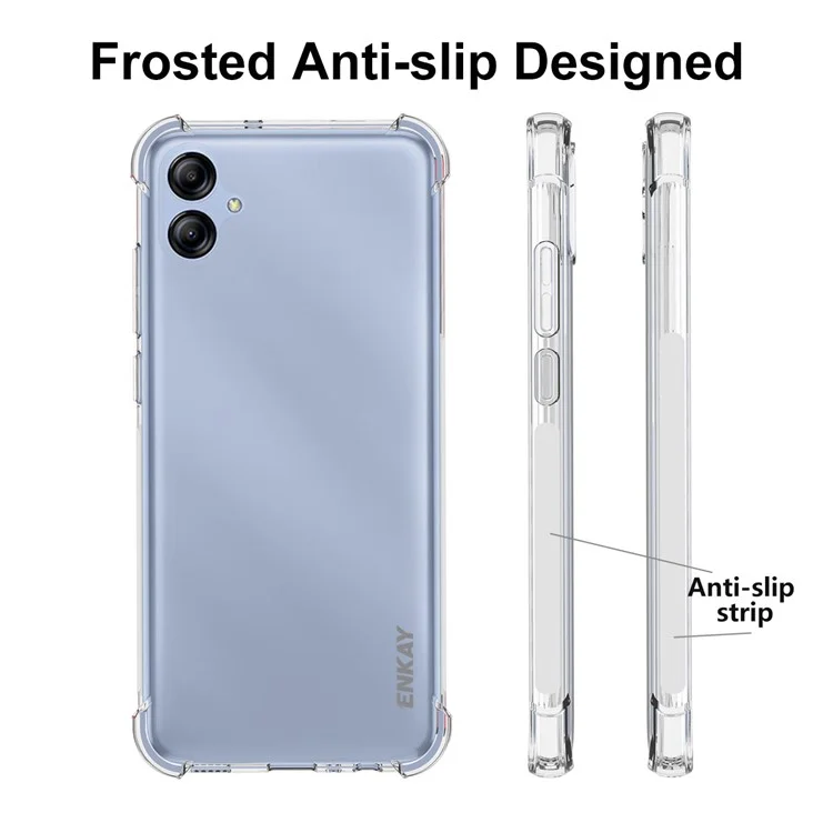 ENKAY HAT PRINCE Pour Samsung Galaxy A04e 4G / F04 4G / M04 4G Coque de protection TPU ajustée, coins renforcés, bande anti-dérapante sur le bord, Housse de protection transparente pour smartphone