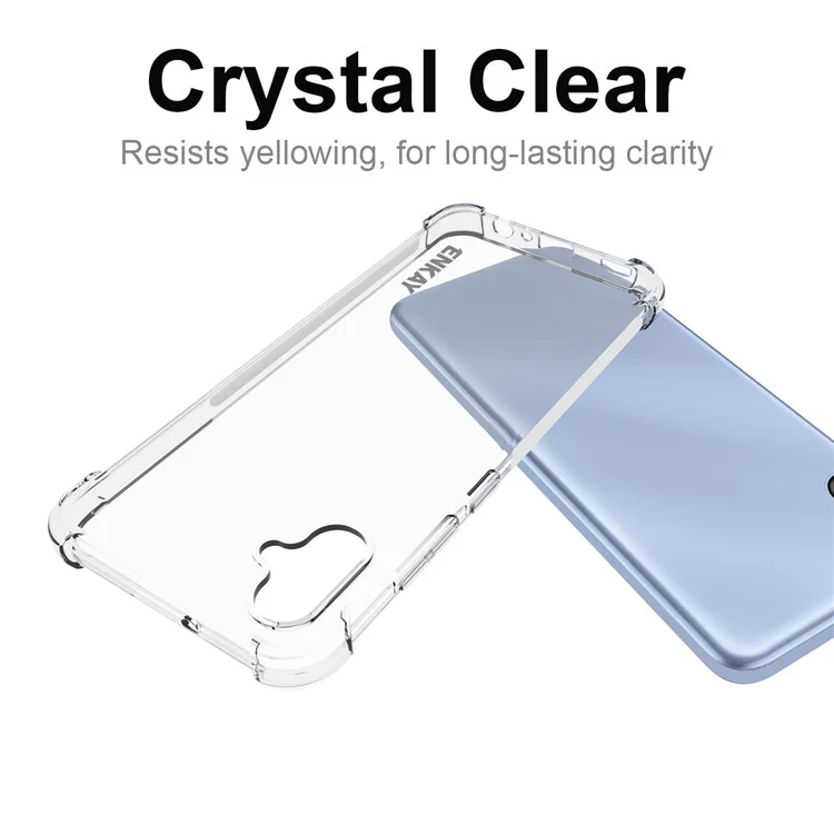 ENKAY HAT PRINCE Pour Samsung Galaxy A04e 4G / F04 4G / M04 4G Coque de protection TPU ajustée, coins renforcés, bande anti-dérapante sur le bord, Housse de protection transparente pour smartphone