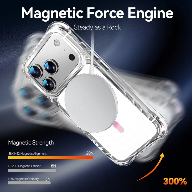 For iPhone 18 Pro / 17 Pro Magnetic Case Airbag Corner Shockproof Ripple TPU Phone Cover - Pink