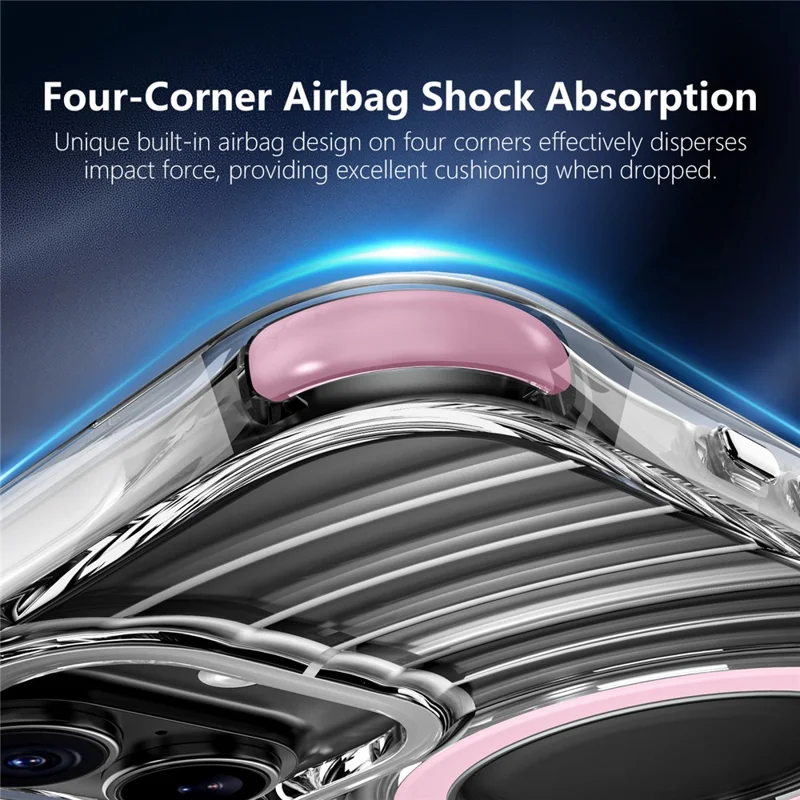 For iPhone 17 Magnetic Case Airbag Corner Shockproof Ripple TPU Phone Cover - Pink