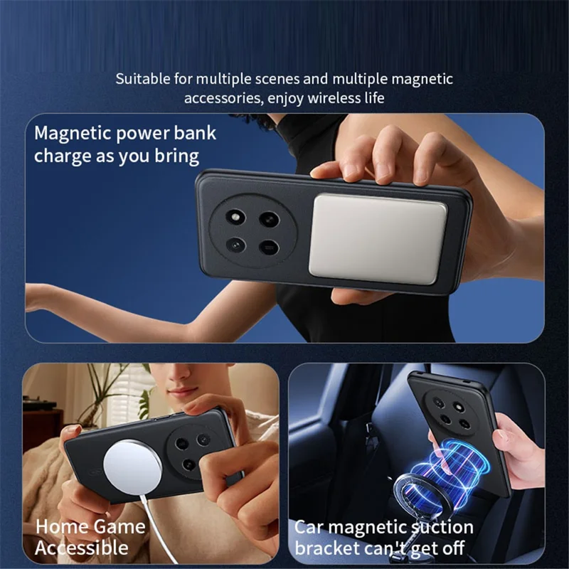For Honor X80 Pro Max 5G Magnetic Case Leather Coated TPU + PC Phone Cover - Black
