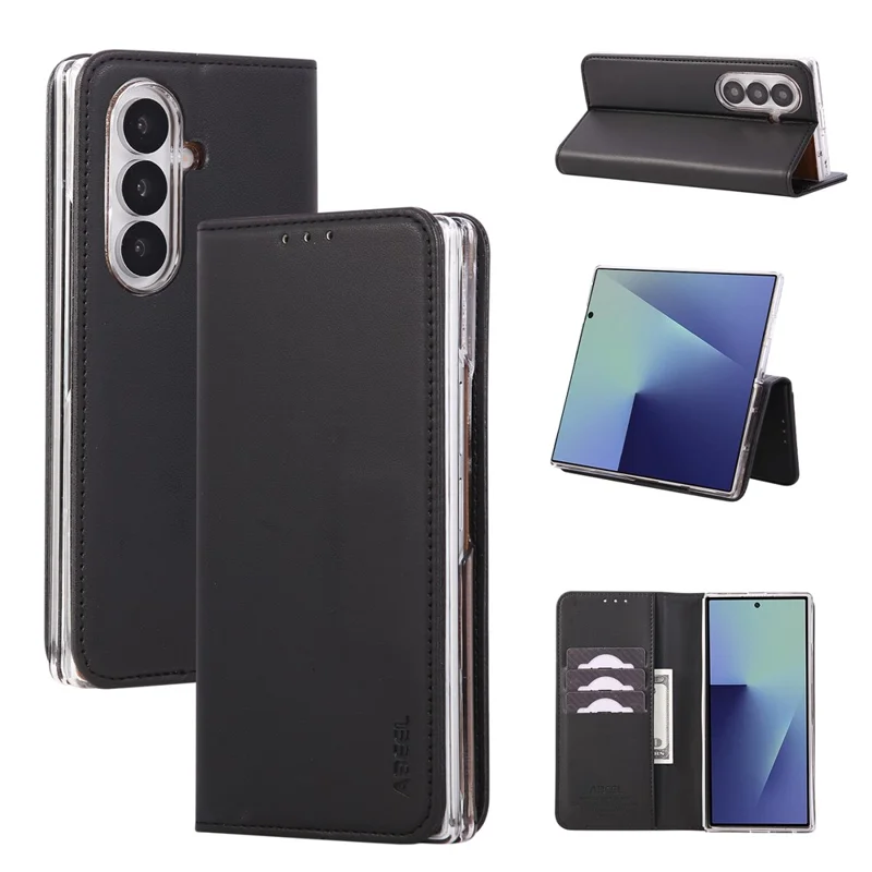 ABEEL Coque pour Samsung Galaxy Z Fold8 Ultra, étui à rabat en cuir avec blocage RFID - Noir