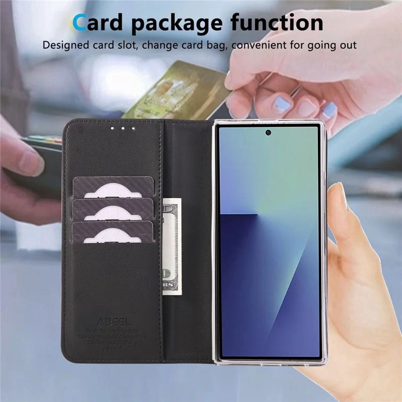 ABEEL Coque pour Samsung Galaxy Z Fold8 Ultra, étui à rabat en cuir avec blocage RFID - Noir