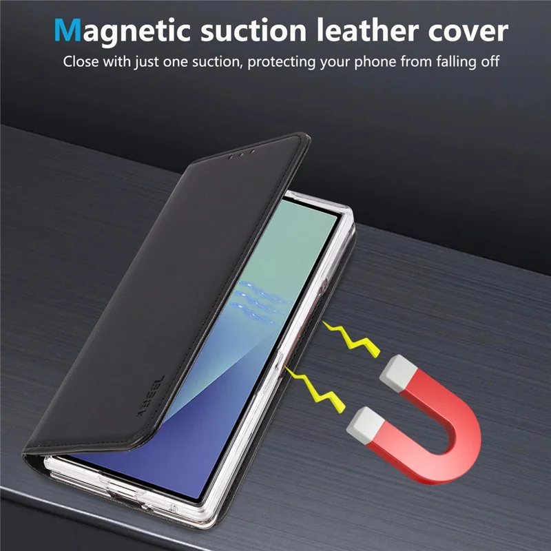 ABEEL Coque pour Samsung Galaxy Z Fold8 Ultra, étui à rabat en cuir avec blocage RFID - Noir