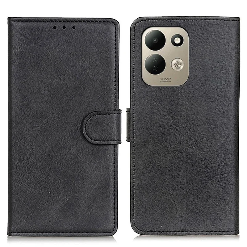 For Xiaomi Redmi 17 5G  /  Redmi 17 4G Case Cowhide Texture Leather Wallet Stand Phone Cover - Black