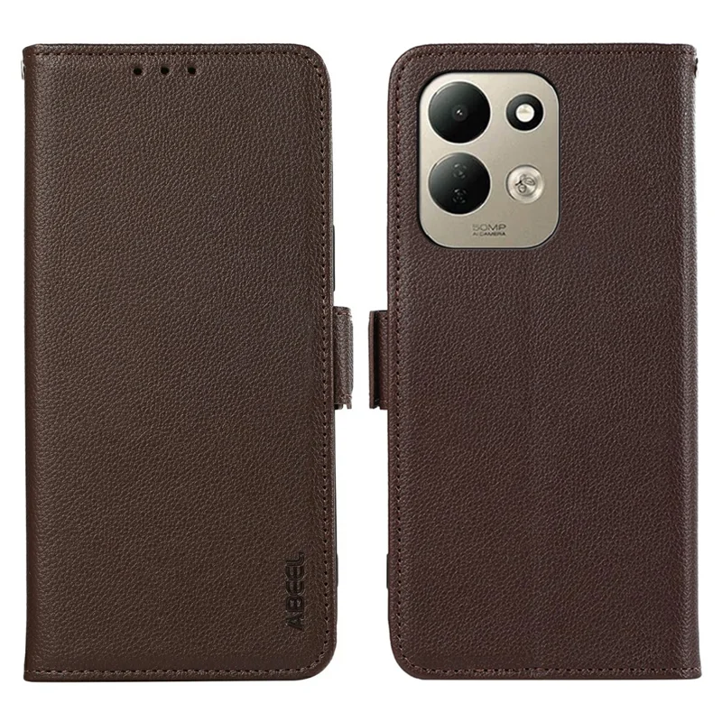 ABEEL For Xiaomi Redmi 17 5G  /  Redmi 17 4G Case Litchi Texture Leather RFID Blocking Phone Cover - Brown
