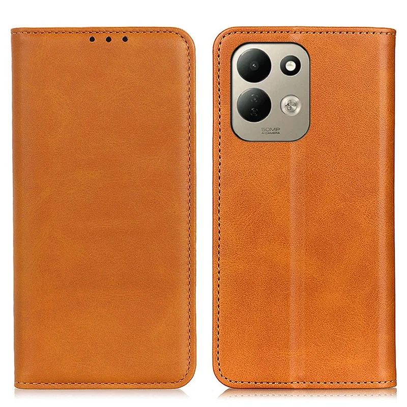 For Xiaomi Redmi 17 5G  /  Redmi 17 4G Case Cowhide Texture Split Leather Flip Wallet Phone Cover - Brown