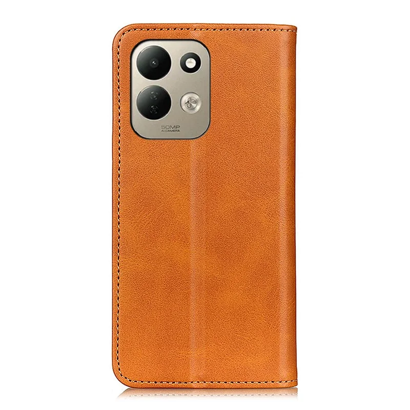 For Xiaomi Redmi 17 5G  /  Redmi 17 4G Case Cowhide Texture Split Leather Flip Wallet Phone Cover - Brown