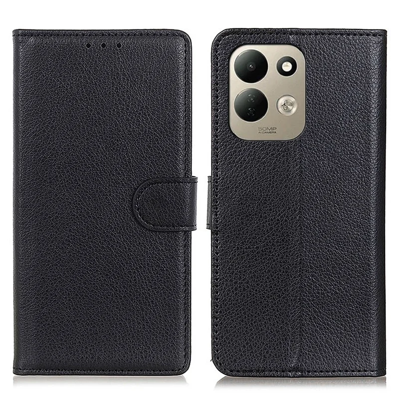 For Xiaomi Redmi 17 5G  /  Redmi 17 4G Wallet Case PU Leather Phone Cover Litchi Texture - Black