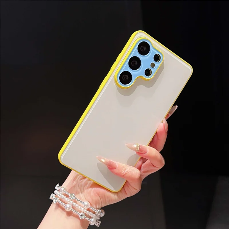 For Samsung Galaxy S24 Ultra Case Contrast Color PC + TPU Phone Cover - Yellow  /  White  /  Blue