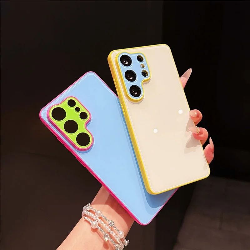 For Samsung Galaxy S24 Ultra Case Contrast Color PC + TPU Phone Cover - Yellow  /  White  /  Blue