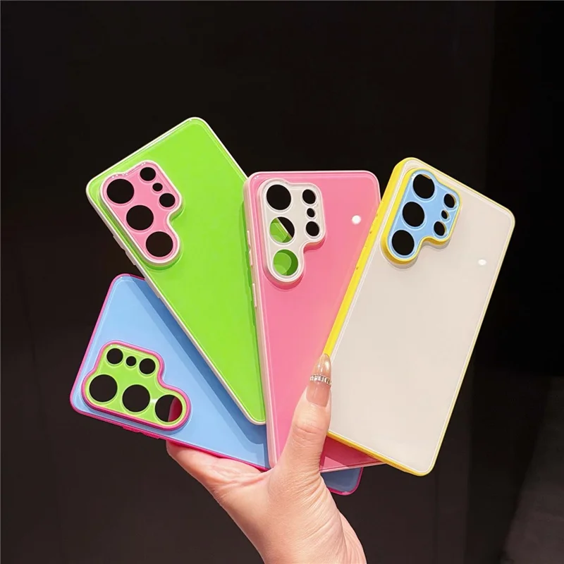 For Samsung Galaxy S24 Ultra Case Contrast Color PC + TPU Phone Cover - Yellow  /  White  /  Blue