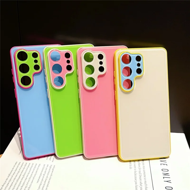 For Samsung Galaxy S24 Ultra Case Contrast Color PC + TPU Phone Cover - Yellow  /  White  /  Blue