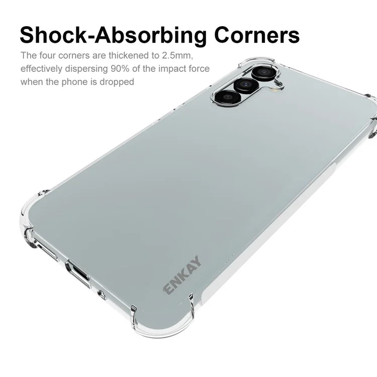 ENKAY HAT PRINCE Para Samsung Galaxy A54 5G Absorvido por choque Cantos engrossados TPU Capa de telefone celular Anti-derrapante Borda de tira Capa de telefone transparente