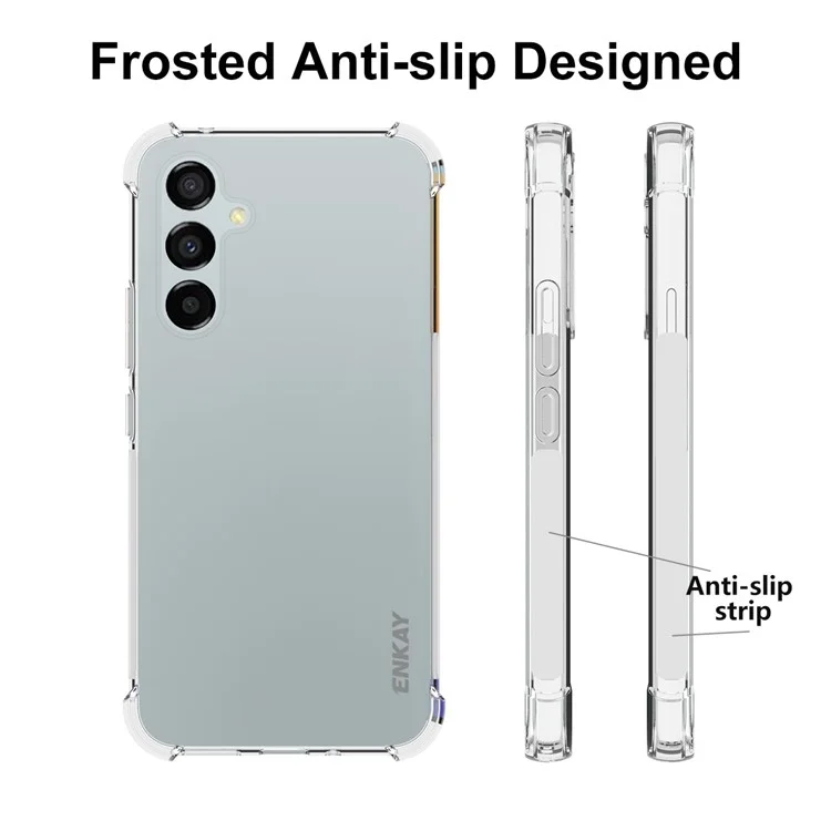ENKAY HAT PRINCE Para Samsung Galaxy A54 5G Absorvido por choque Cantos engrossados TPU Capa de telefone celular Anti-derrapante Borda de tira Capa de telefone transparente