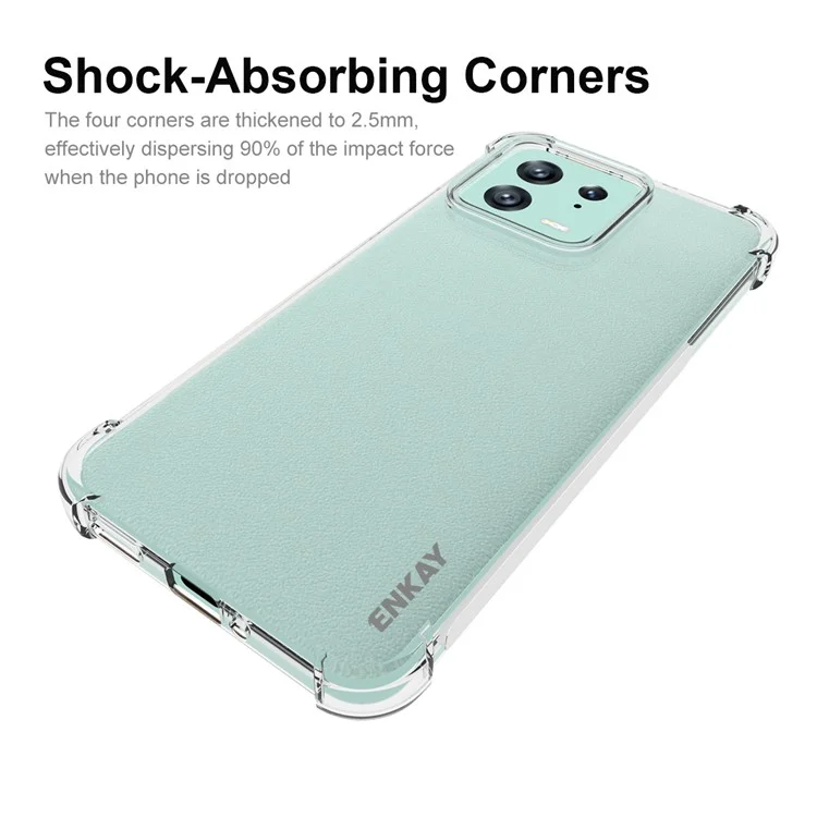 Enkay Hat Prince Mobilfunkkoffer Für Xiaomi 13, Verdickte Ecken Flexible Tpu-telefonabdeckung Anti-schlupf-streifenkante Clear Phone Shell