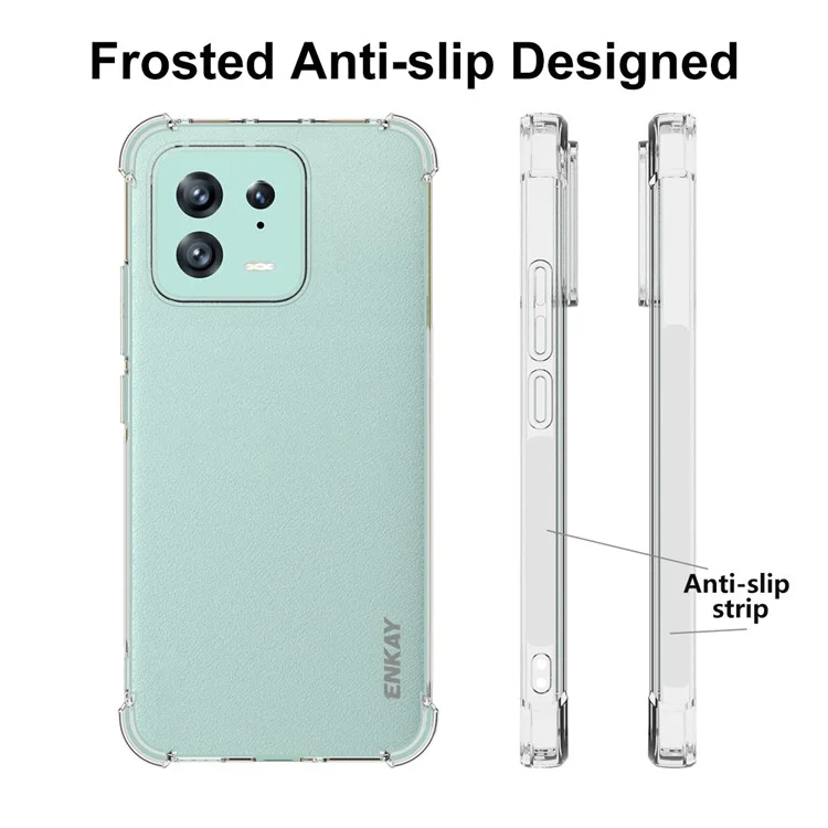 Enkay Hat Prince Mobilfunkkoffer Für Xiaomi 13, Verdickte Ecken Flexible Tpu-telefonabdeckung Anti-schlupf-streifenkante Clear Phone Shell