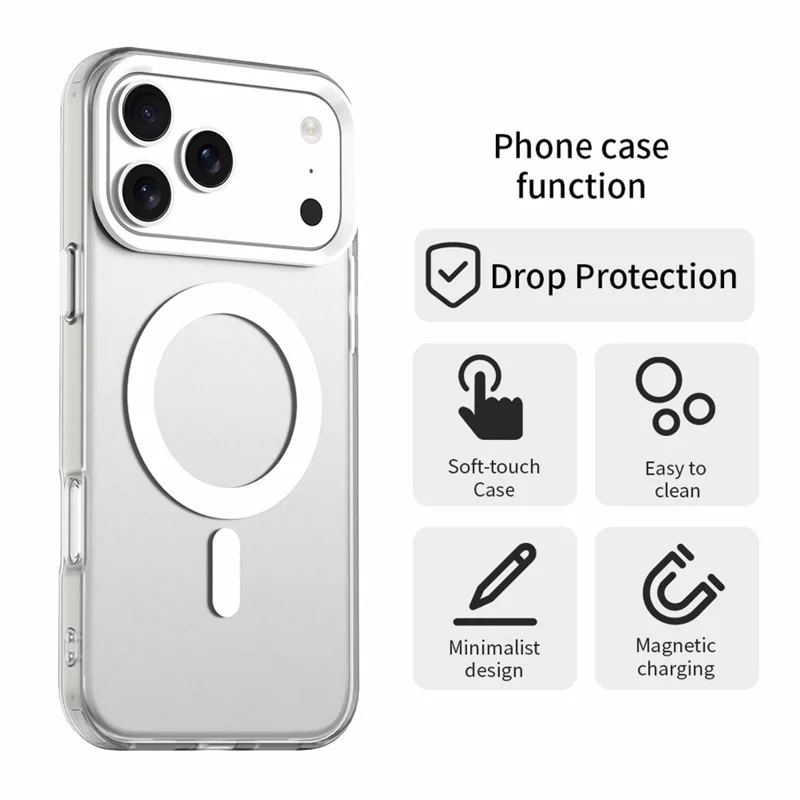 For iPhone 18 Pro Max / 17 Pro Max Magnetic Case Anti Drop Hybrid Phone Back Cover - White