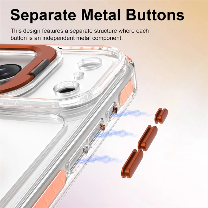 For iPhone 18 Pro Max  /  17 Pro Max Case Metal Camera Kickstand Shockproof Clear PC + TPU Phone Cover - Transparent Orange