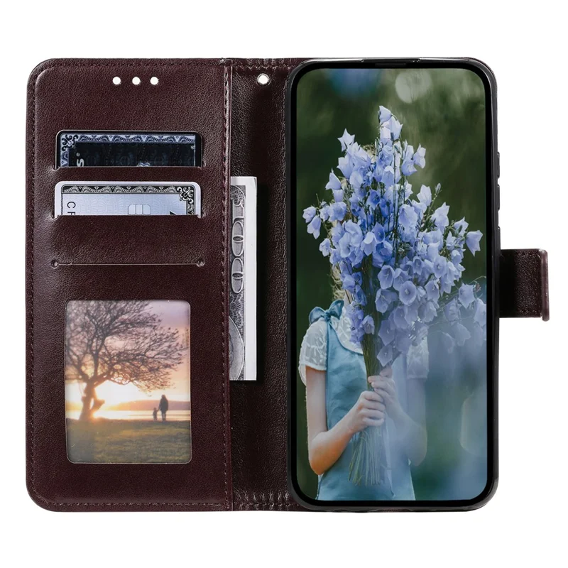 Para Google Pixel 7a Funda de teléfono con diseño de flor de mandala estampada de cuero PU con soporte y cierre magnético - Marrón
