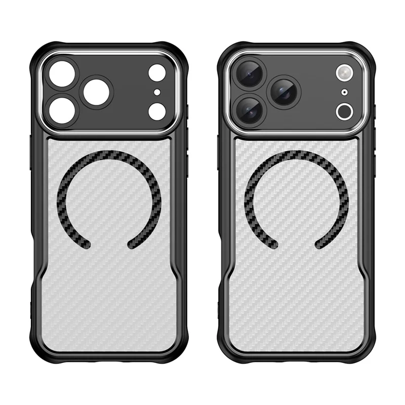 For iPhone 18 Pro Max  /  17 Pro Max Case Magnetic Case Hybrid Phone Cover Carbon Fiber - Black