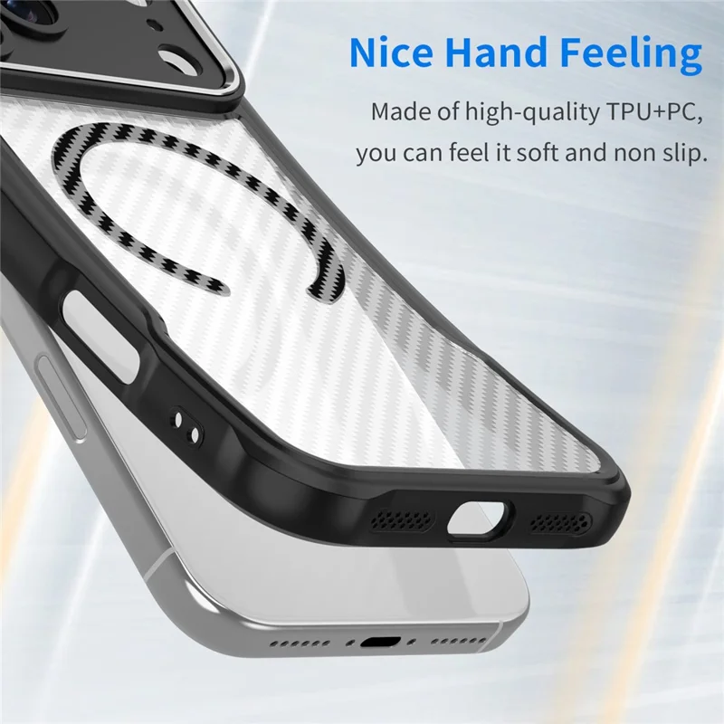 For iPhone 18 Pro Max  /  17 Pro Max Case Magnetic Case Hybrid Phone Cover Carbon Fiber - Black