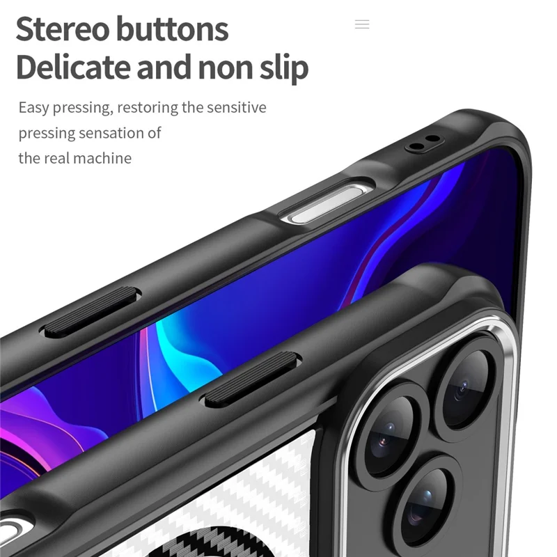 For iPhone 18 Pro  /  17 Pro Case Magnetic Case Hybrid Phone Cover Carbon Fiber - Black