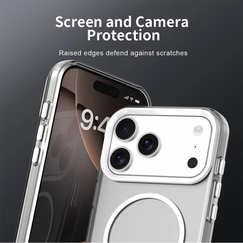 For iPhone 18 Pro Max / 17 Pro Max Magnetic Case PC + TPU + PET Air Cushion Shockproof Phone Cover - White