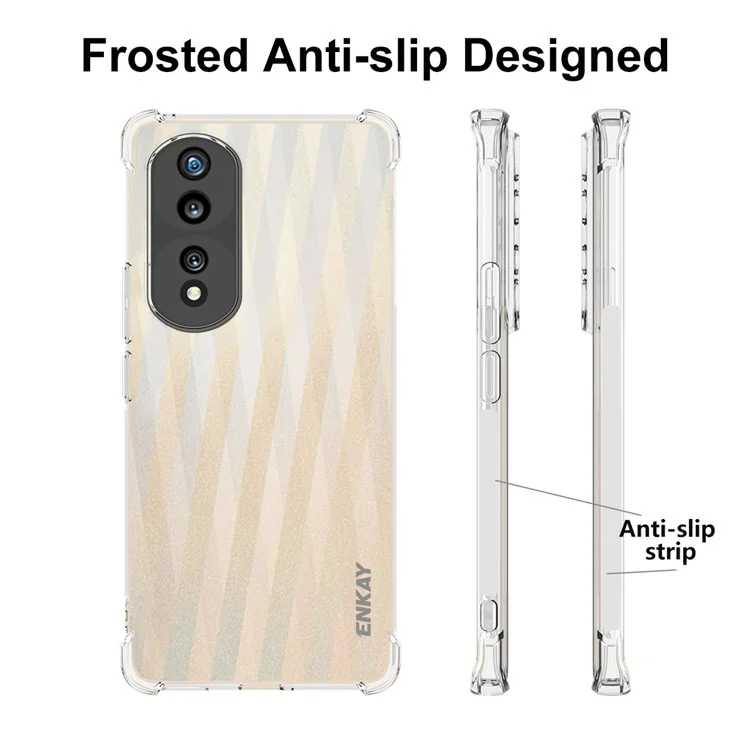 Enkay Hut Prince TPU Telefonkoffer Für Honor 80 Pro 5G, Verdickte Ecken Schockdes Anti-rutsch-streifenkante Clear Telefonabdeckung