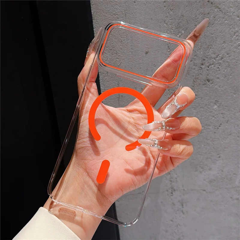 Obudowa magnetyczna na Xiaomi Redmi K90 Pro Max 5G / Poco F8 Ultra, ultra cienka przezroczysta pokrywa tylna z tworzywa PC - pomarańczowa